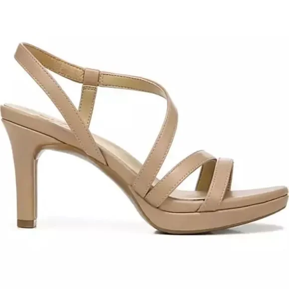 Elegant Tan Strappy Heels - Picture 3 of 10